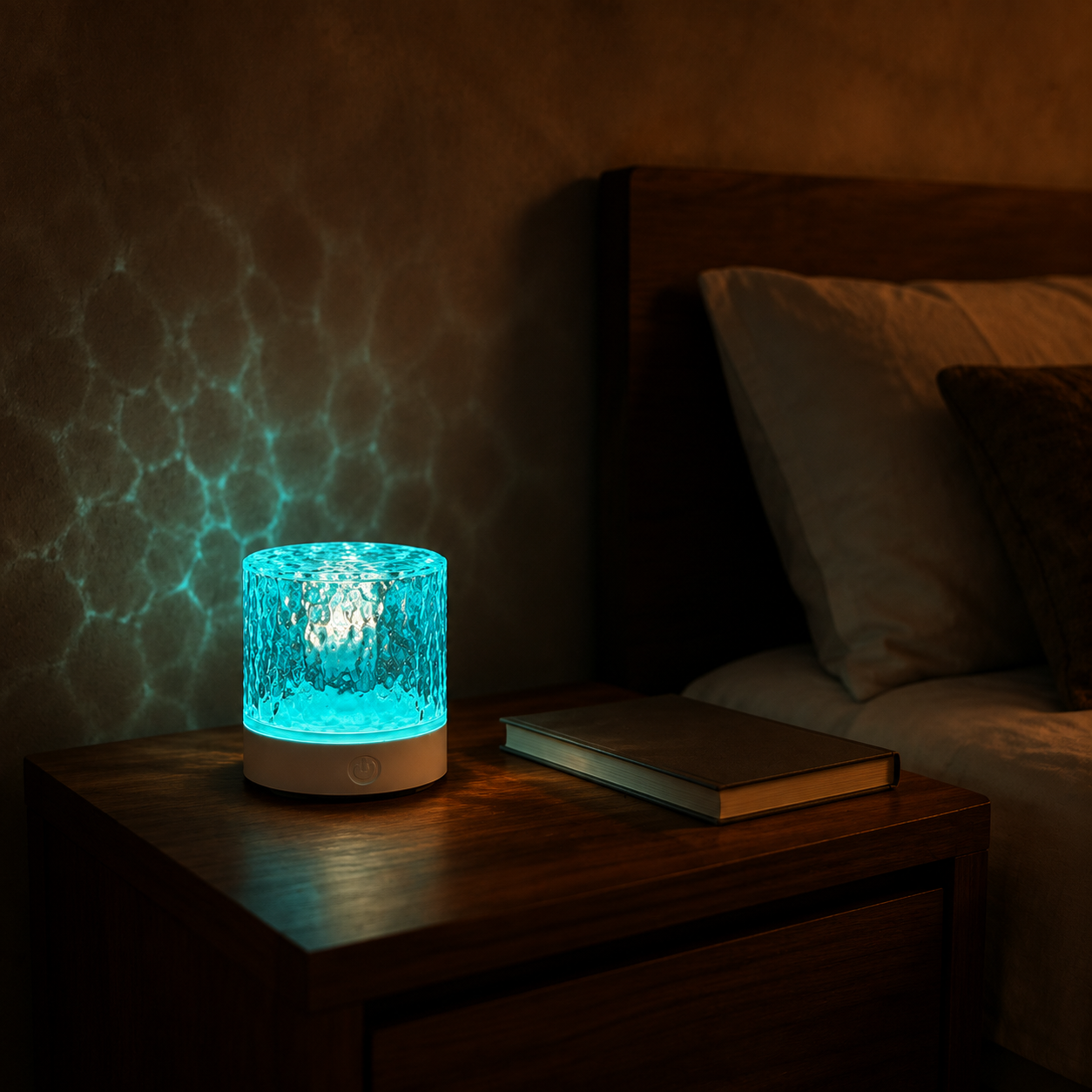 Luma Water Ripple Projector shown in a styled room for scale