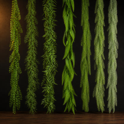 Artificial Trailing Foliage Vine on a dark charcoal studio background