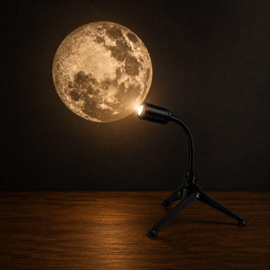 USB Moon Projector on a dark charcoal studio background