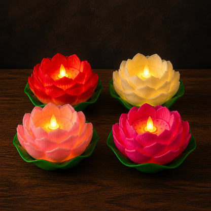 LED Lotus Candle on a dark charcoal studio background