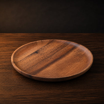 Solid Wood Serving Plate on a dark charcoal studio background