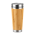 Bamboo insulated travel mug on a white background
