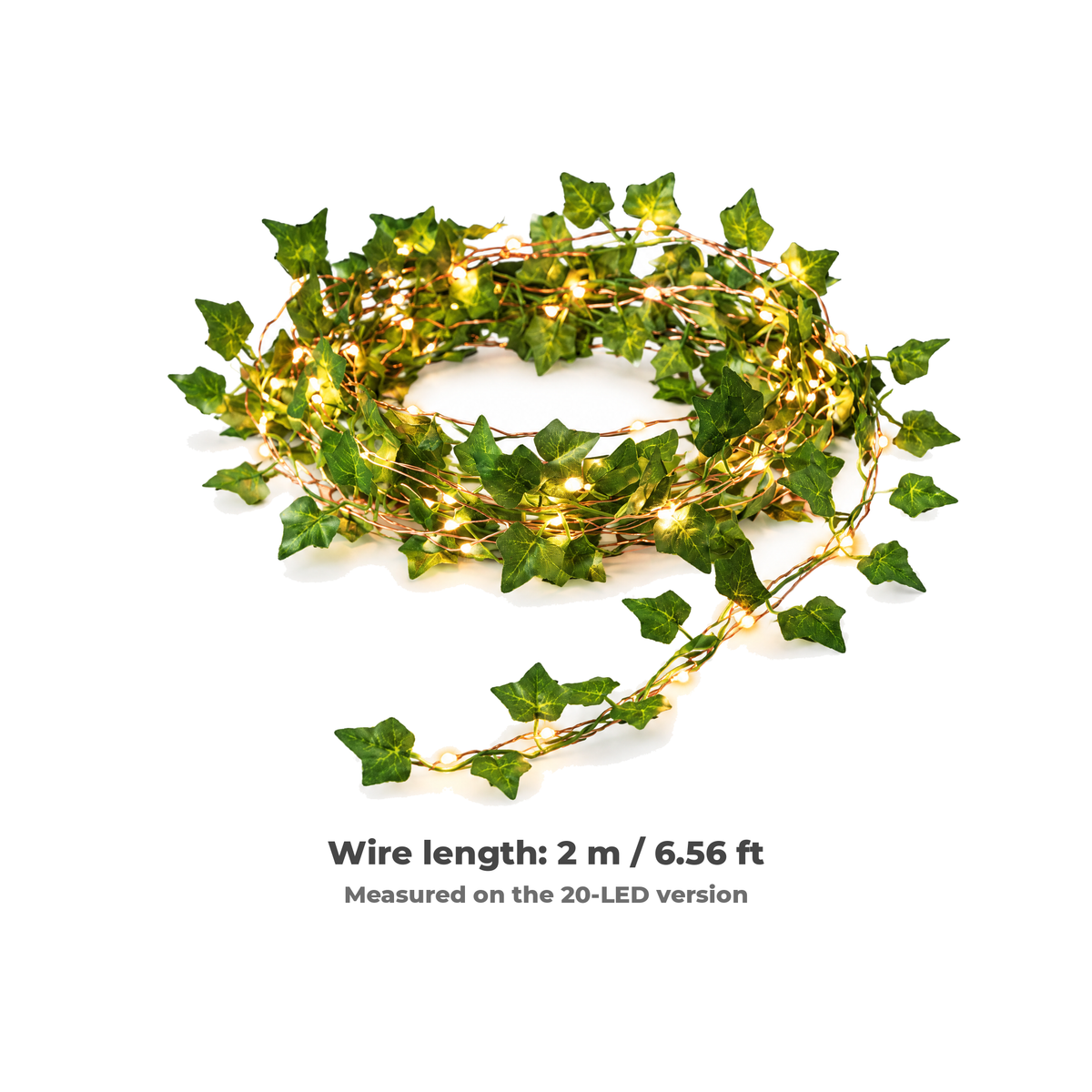Size guide: 20-LED string light, total wire length 2 m / 6.56 ft