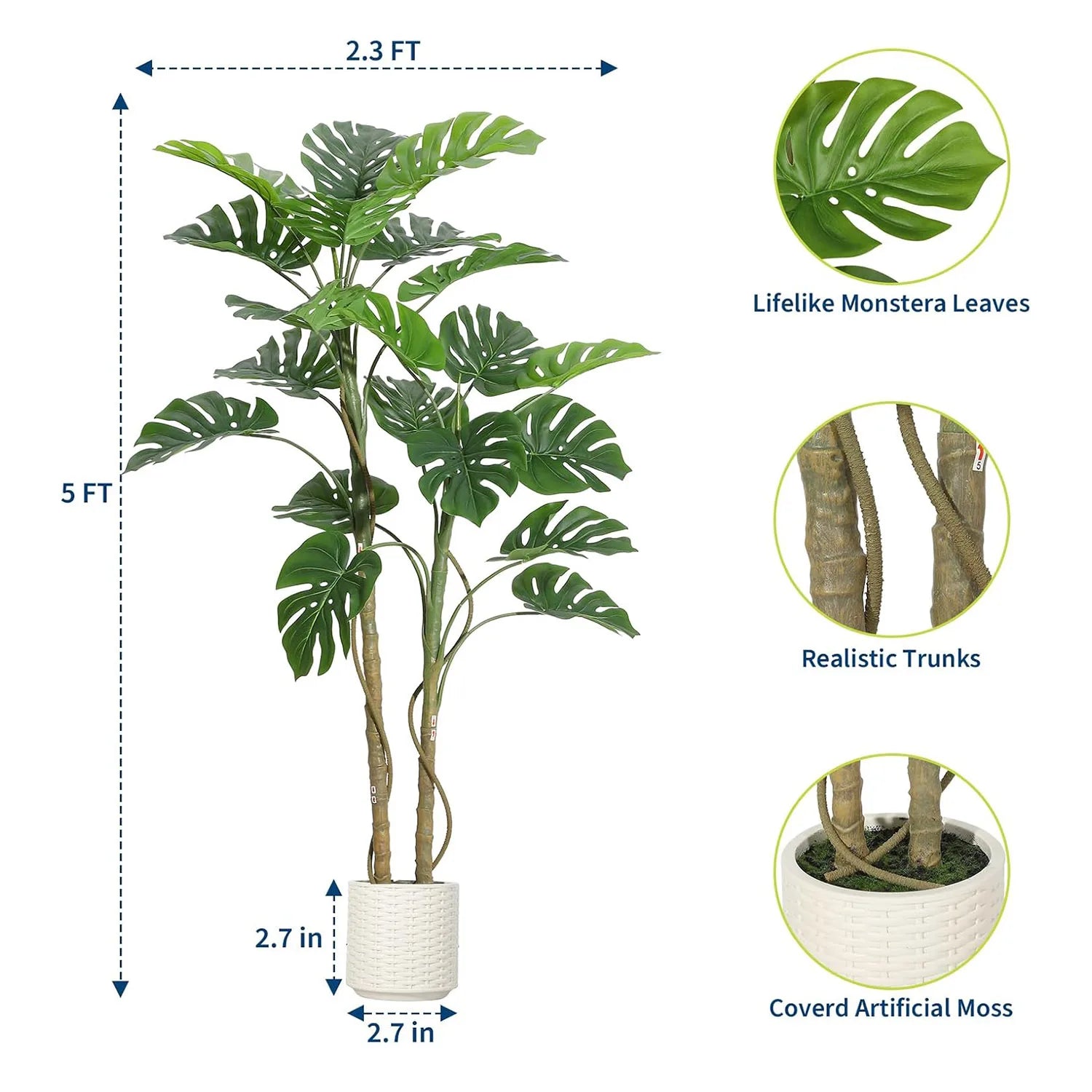 Artificial Monstera Floor Plant – additional product view 3
