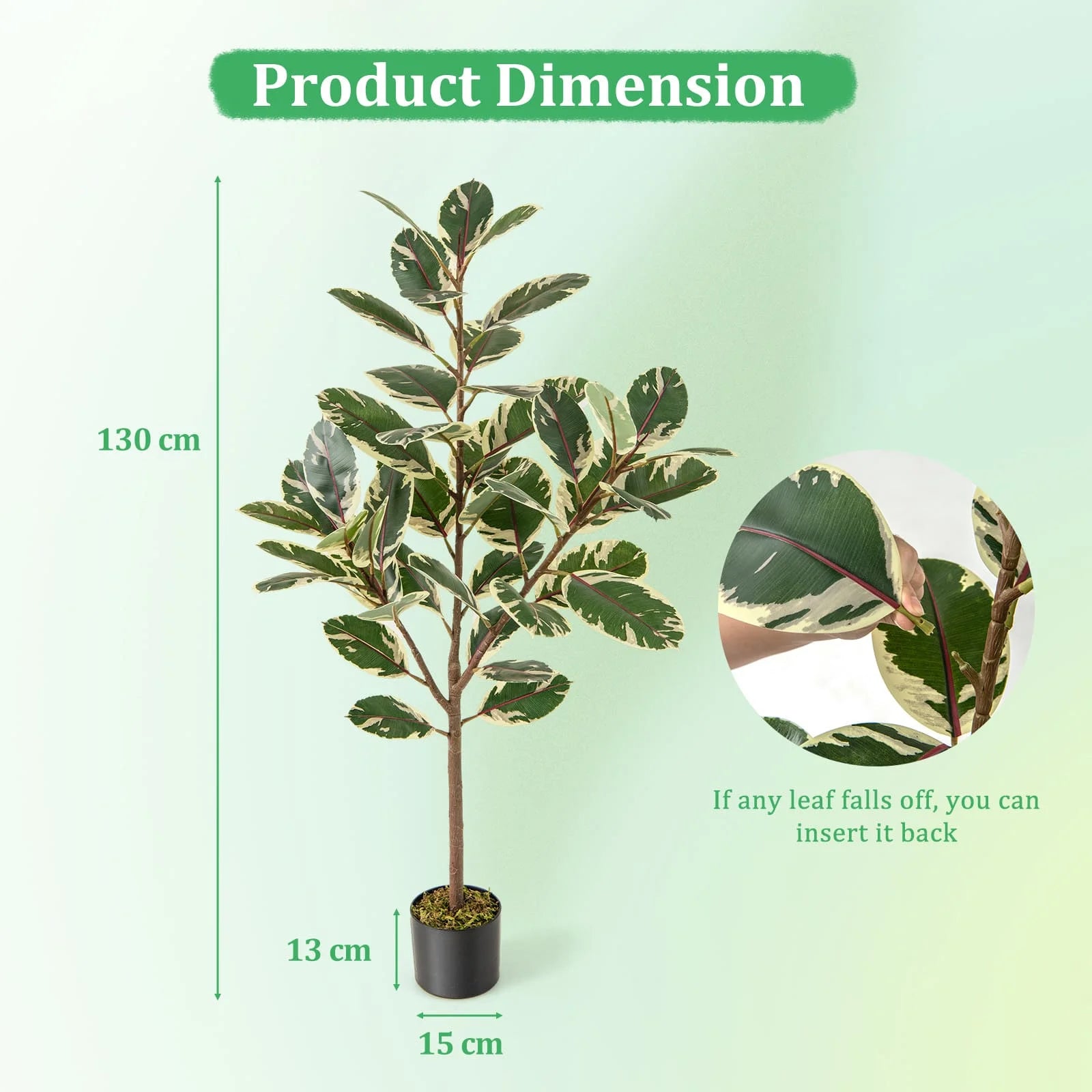 Artificial Variegated Ficus Pair – additional product view 6