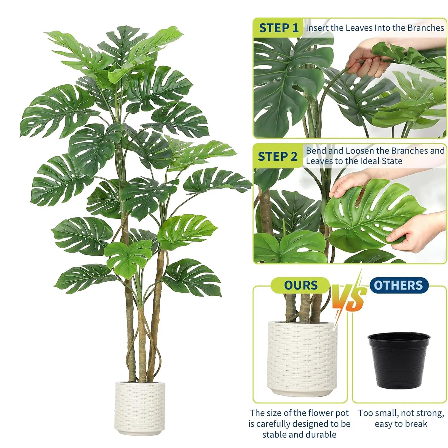 Artificial Monstera Floor Plant – additional product view 5
