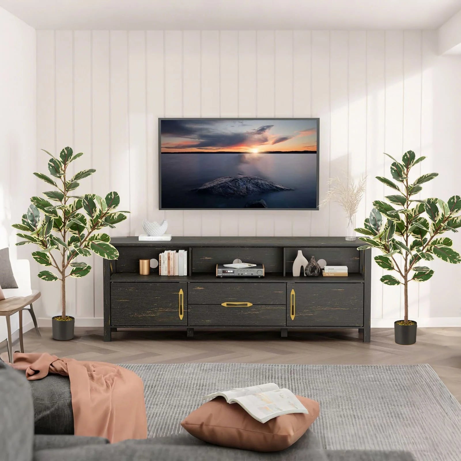 Artificial Variegated Ficus Pair – additional product view 2
