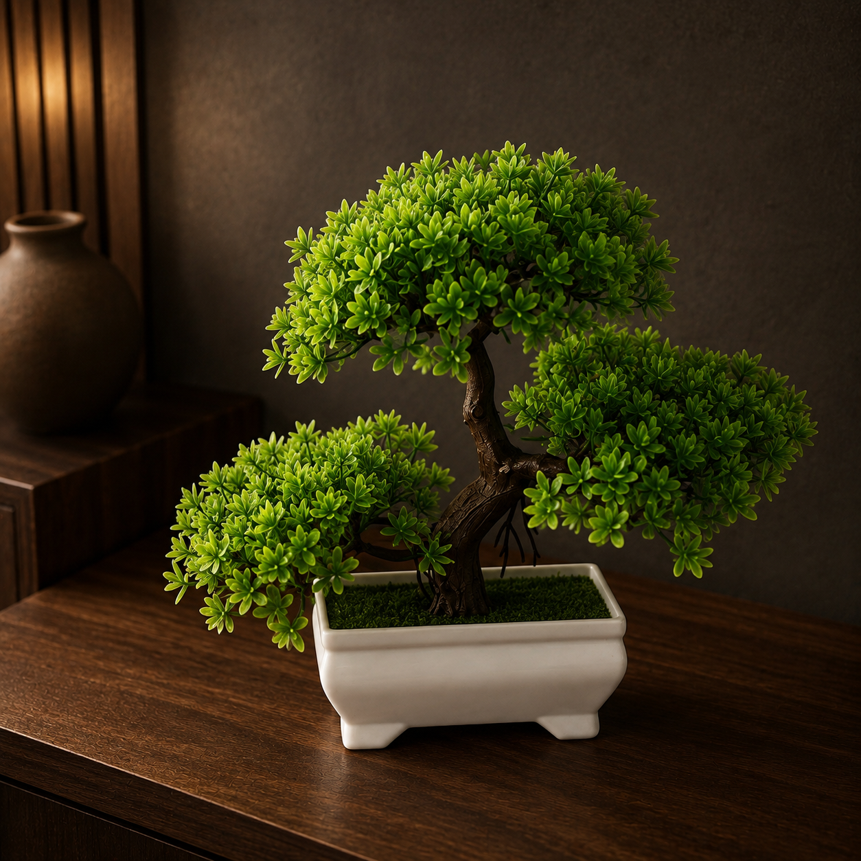 Evergreen Bonsai Tree close-up detail