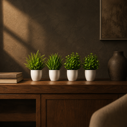 Evergreen Mini Plant Set shown in a styled room for scale
