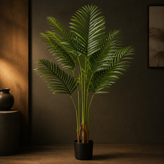 Evergreen Tropical Floor Plant styled in a warm, premium interior