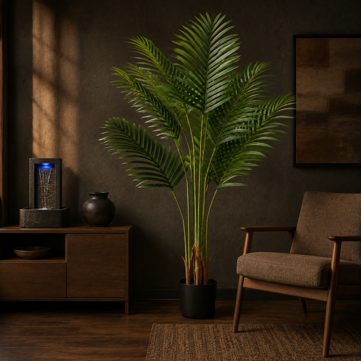Evergreen Tropical Floor Plant shown in a styled room for scale