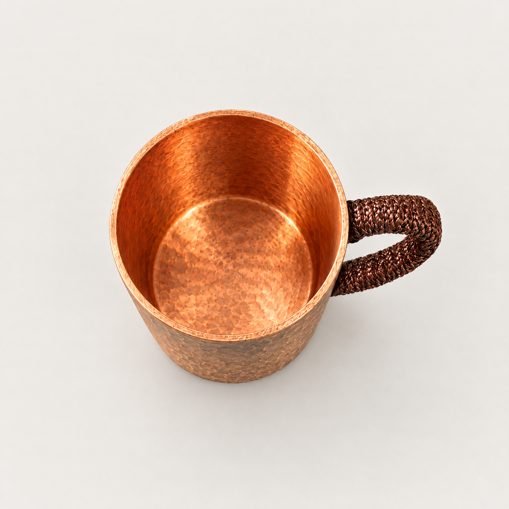 Overhead view of the copper espresso cup
