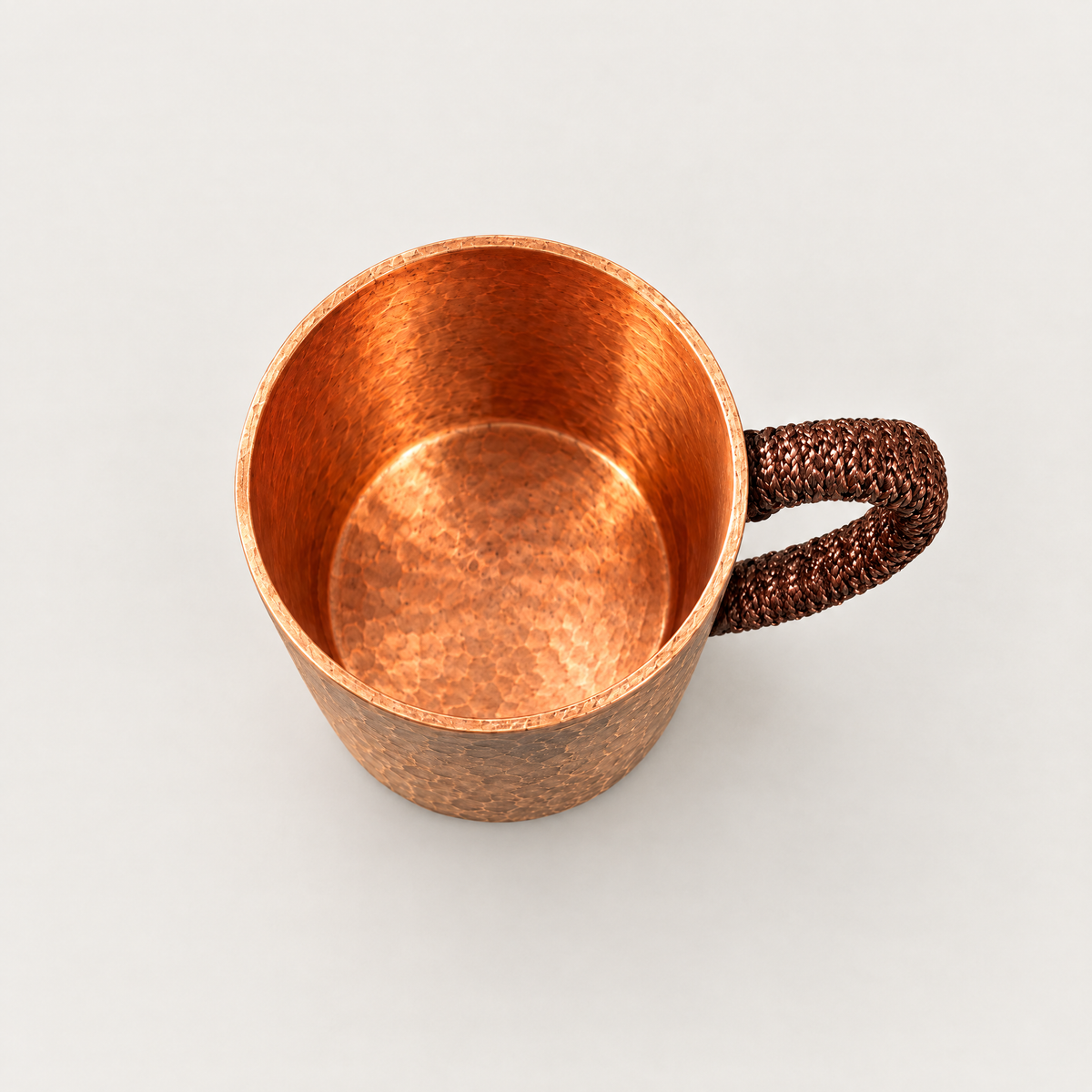 Overhead view of the copper espresso cup