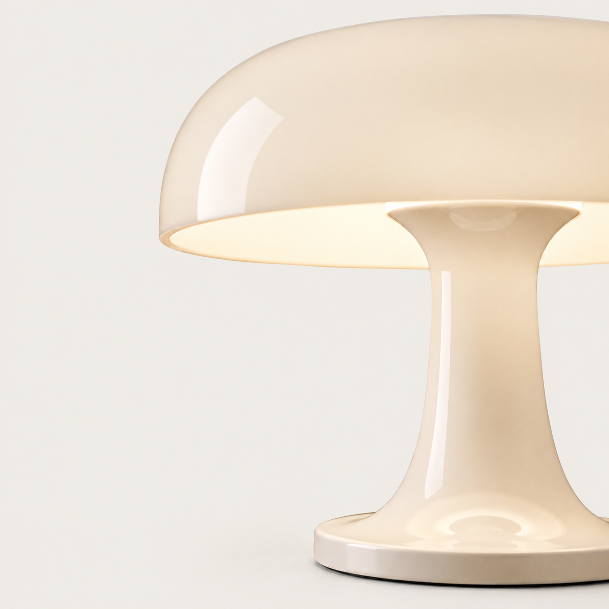 Close-up of the mushroom dome shade and base