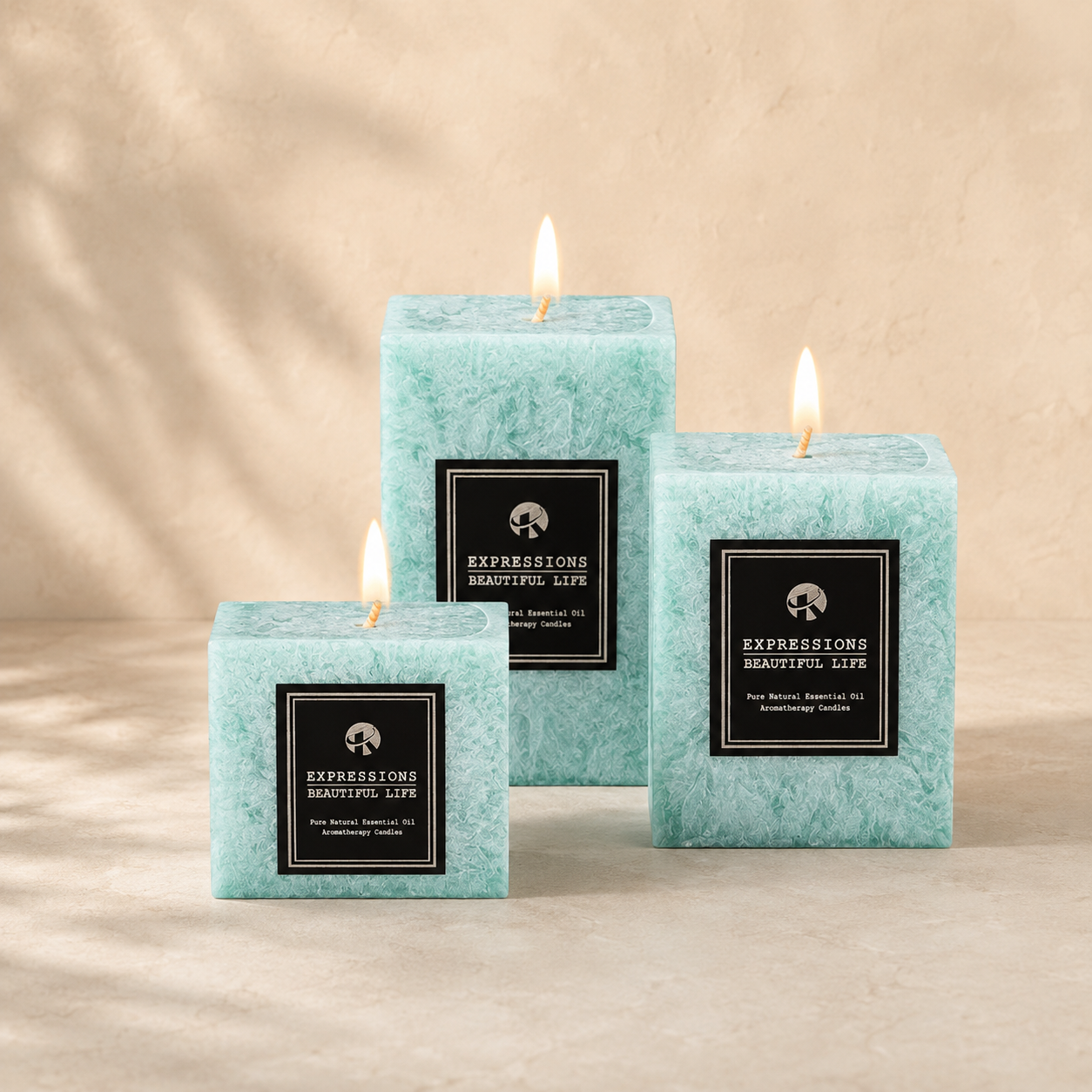 Luma Crystal Scented Candle Set in a warm neutral studio setting