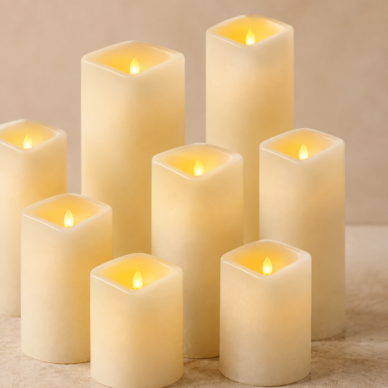 Close-up of the Luma Flickering LED Candle Set