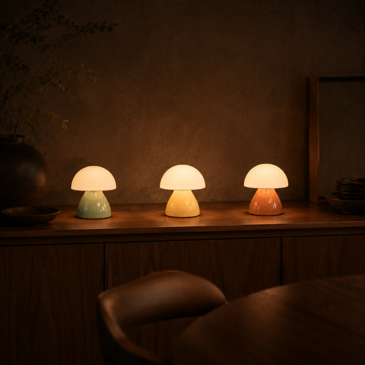 Luma Rechargeable Table Lamp shown in a styled room for scale