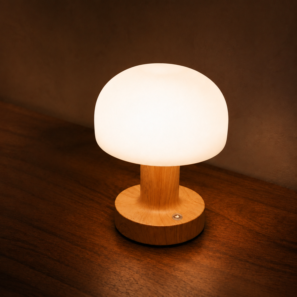 Luma Retro Mushroom Lamp shown from a three-quarter angle