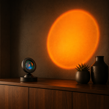 Luma Sunset Projector shown in a styled room for scale