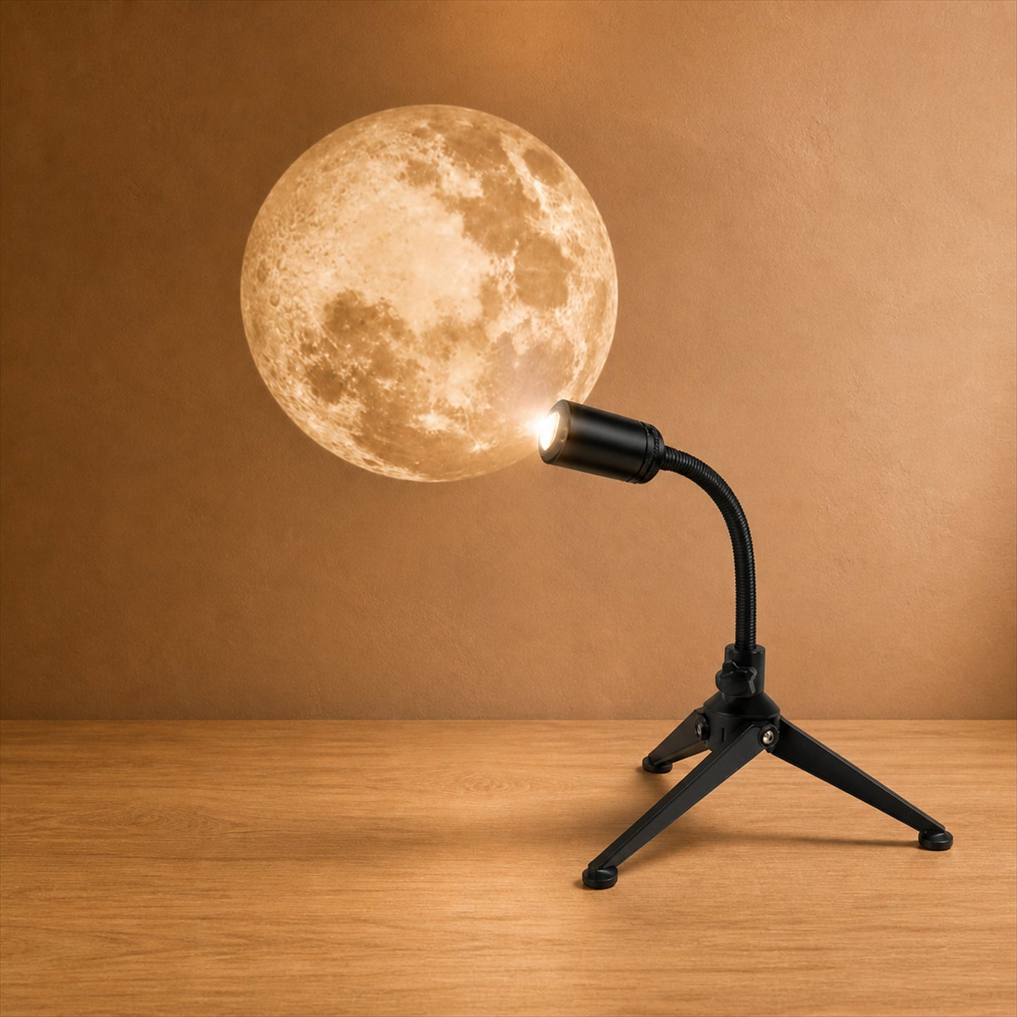 Luma USB Moon Projector casting a warm moon image onto a neutral wall