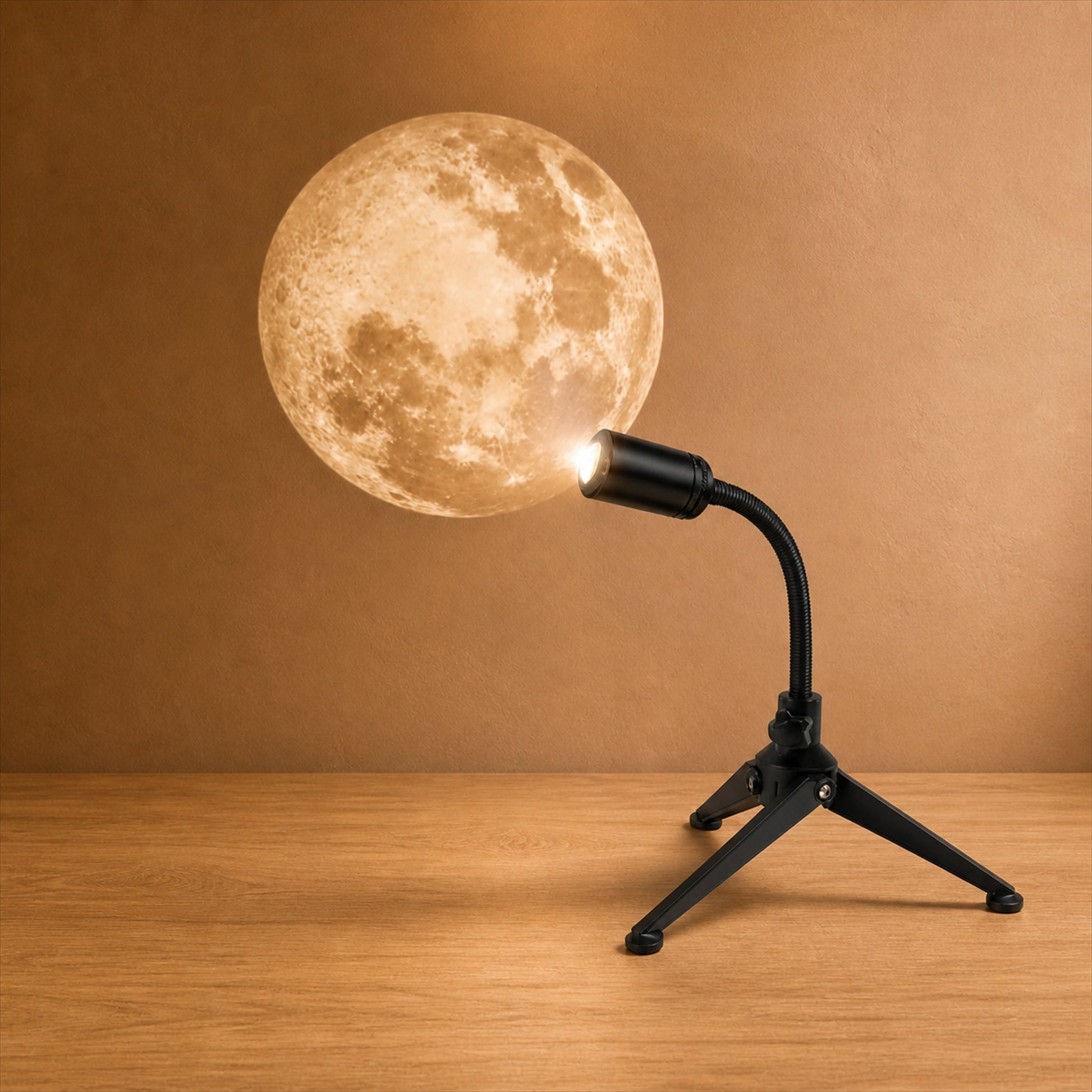 Luma USB Moon Projector casting a warm moon image onto a neutral wall