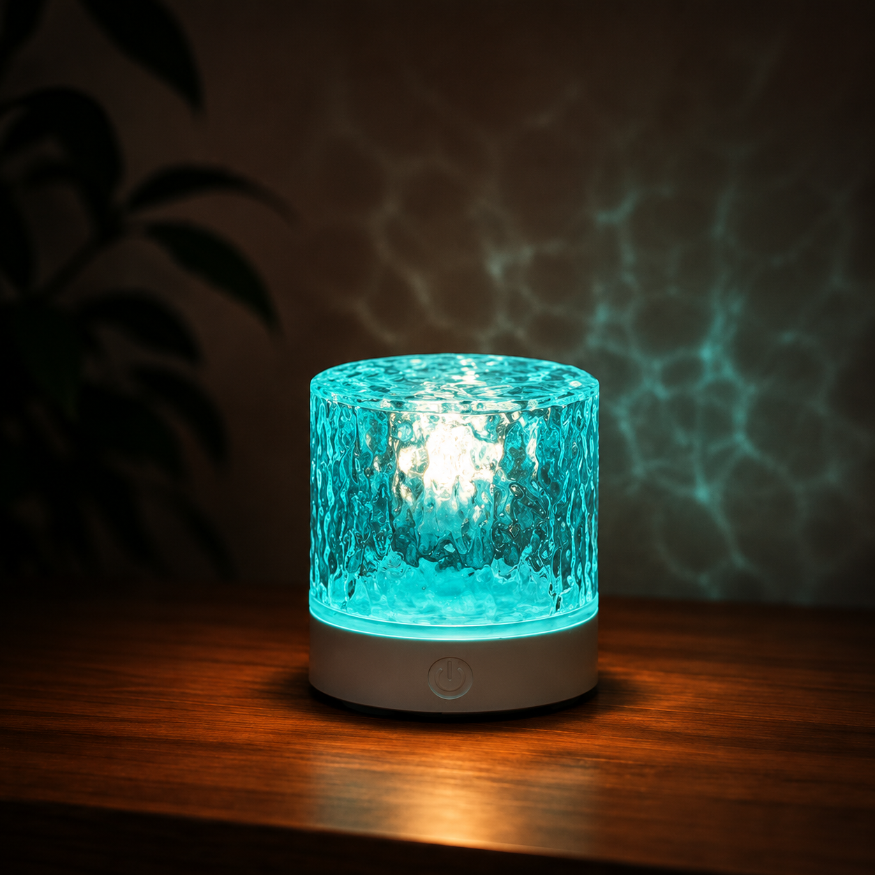 Luma Water Ripple Projector styled in a warm, premium interior