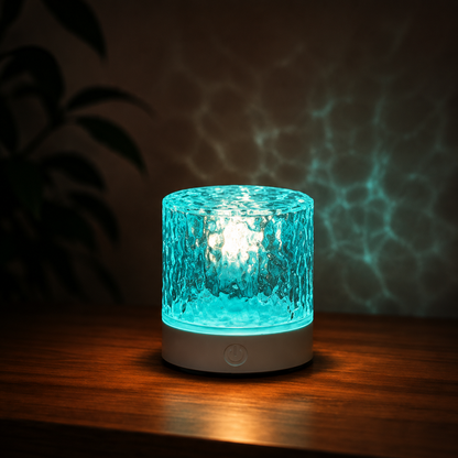 Luma Water Ripple Projector styled in a warm, premium interior