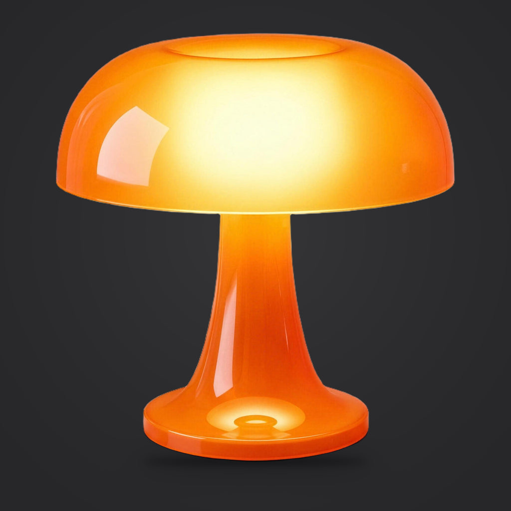 USB mushroom table lamp on a plain charcoal background